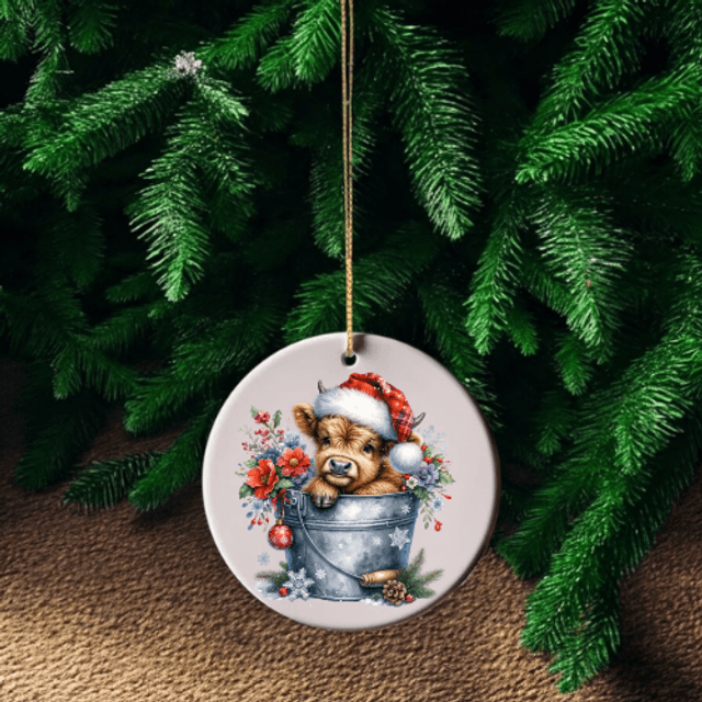 Highland Cow Christmas Ornament