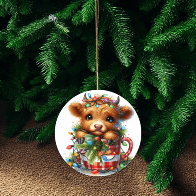 Highland Cow Christmas Ornament