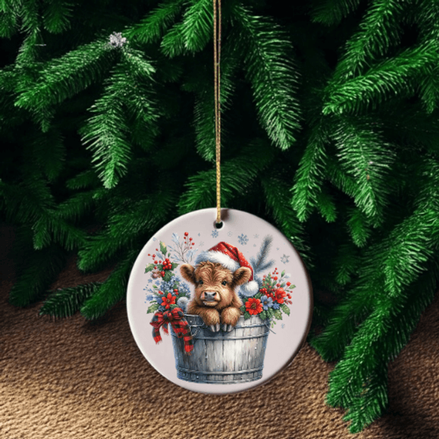 Highland Cow Christmas Ornament