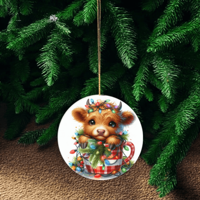 Highland Cow Christmas Ornament